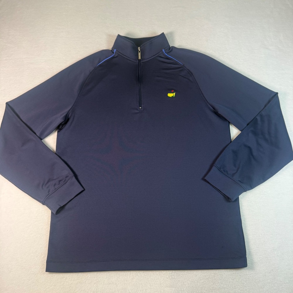 Masters Tech Golf 1/4 Zip Pullover Mens Medium Navy Blue Polyester Golfcore Logo